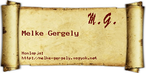 Melke Gergely névjegykártya